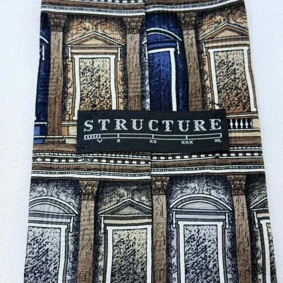 Structure Tie Silk Necktie Window Door Geo Architecture Architect Building Retro